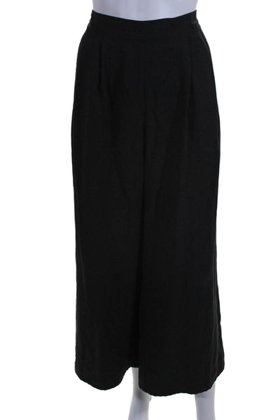 Eileen Fisher Womens Ruched Elastic Waist Wide Leg Dress Pants Black Size XS