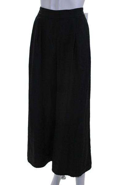 Eileen Fisher Womens Ruched Elastic Waist Wide Leg Dress Pants Black Size XS