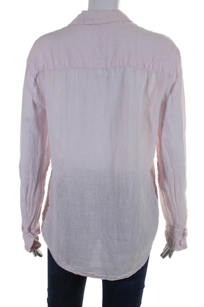 Standard James Perse Womens Long Sleeve Collared Button Down Top Pink 1