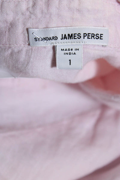 Standard James Perse Womens Long Sleeve Collared Button Down Top Pink 1