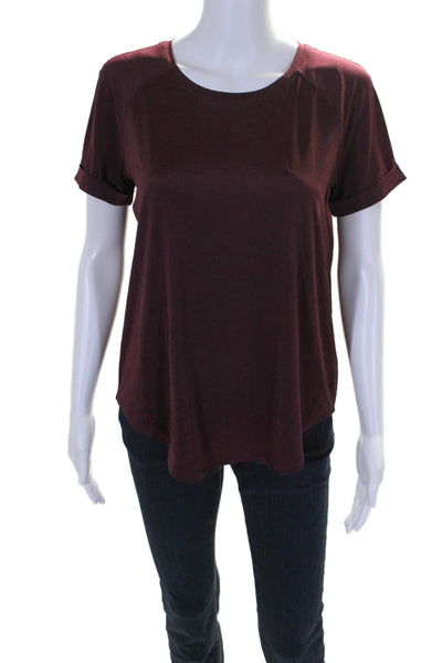 Lululemon Womens Short Sleeve Back Slit Athletic T shirt Burgundy Size 4