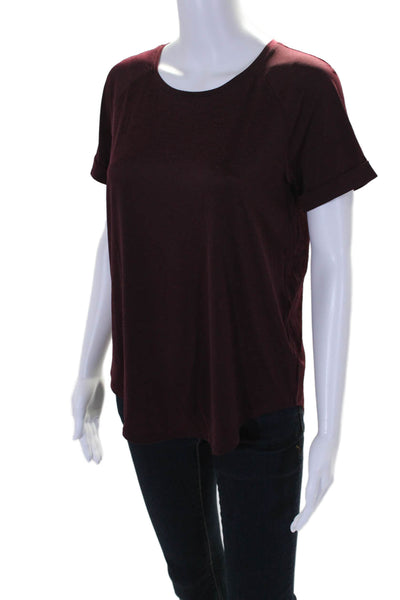 Lululemon Womens Short Sleeve Back Slit Athletic T shirt Burgundy Size 4