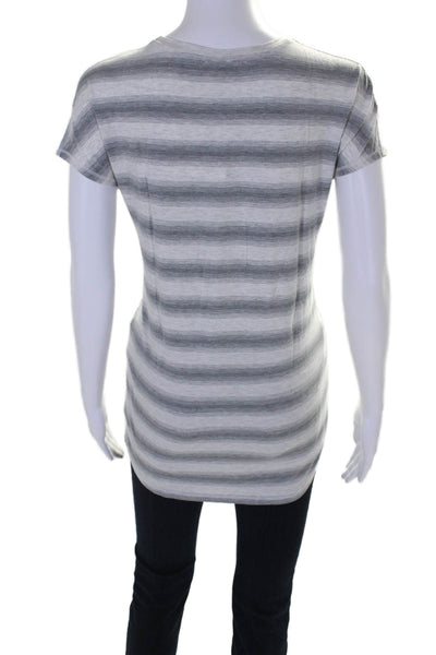 Lululemon Womens Cotton Sleeveless Striped T shirt Gray Size 6