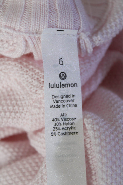 Lululemon Womens Long Sleeve Keyhole Back Knit Top Pink Size 6