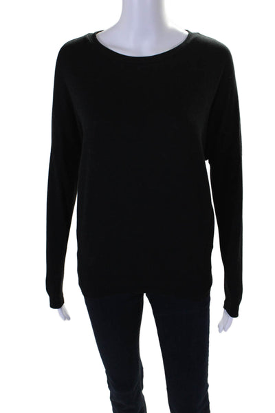 Allsaints Womens Ribbed Knit Cut Out Long Sleeve Wave Shirt Top Black Size S