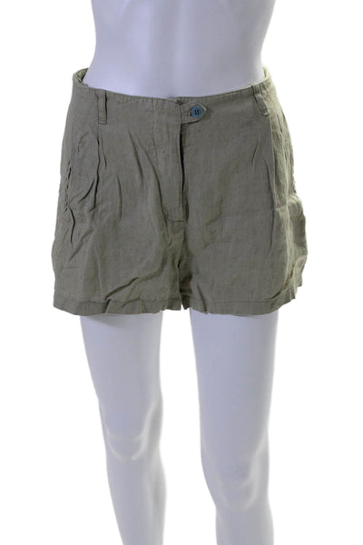 Reformation Womens Zipper Fly Mid Rise Linen Short Shorts Green Size 6