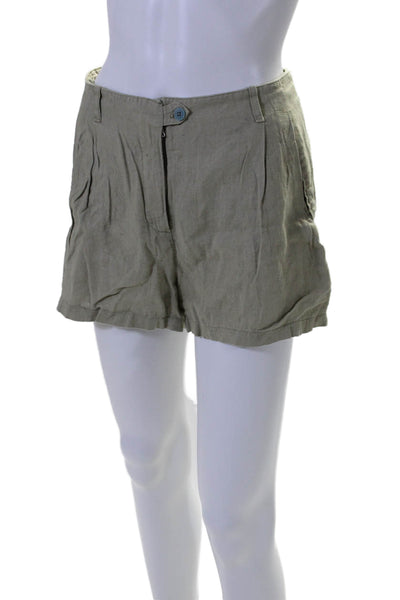 Reformation Womens Zipper Fly Mid Rise Linen Short Shorts Green Size 6