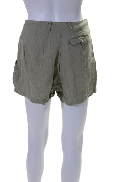 Reformation Womens Zipper Fly Mid Rise Linen Short Shorts Green Size 6