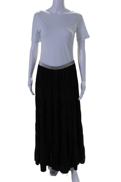 Twelfth Street by Cynthia Vincent Womens Black Pull On Tiered Maxi Skirt Size S