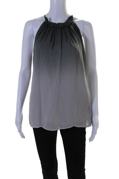 Vince Womens Sleeveless Ombre V Neck Blouse Silk Gray Size Medium