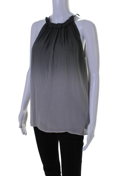 Vince Womens Sleeveless Ombre V Neck Blouse Silk Gray Size Medium