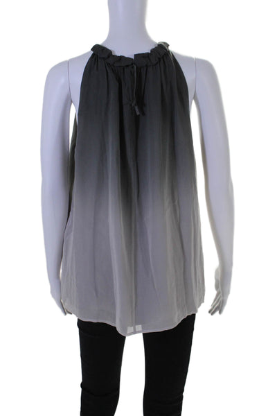 Vince Womens Sleeveless Ombre V Neck Blouse Silk Gray Size Medium