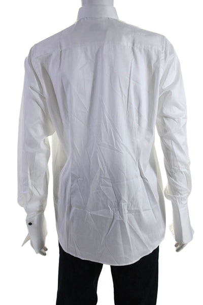 Eton Mens Cotton Solid White Long Sleeve Button Down Dress Shirt Size 15.5