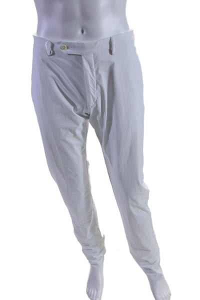 Zanella Mens Solid White Flat Front Active Straight Leg Pants Size 32