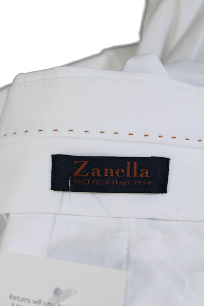 Zanella Mens Solid White Flat Front Active Straight Leg Pants Size 32