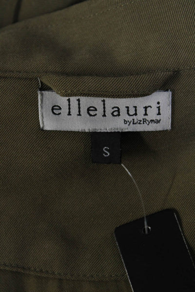 Ellelauri Womens Long Sleeve Front Pocket Button Down Jacket Green Size Small