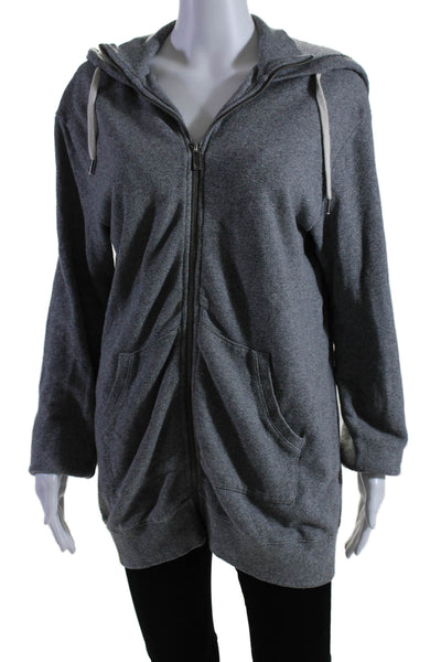 Splendid Womens Cotton Zipped Long Sleeve Hooded Casual Jacket Gray Size S