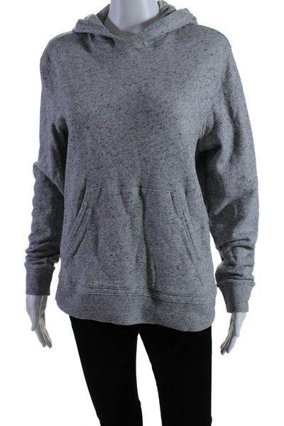 Vince Womens Cotton Spotted Print Long Sleeve Pullover Hoodie Gray Size S