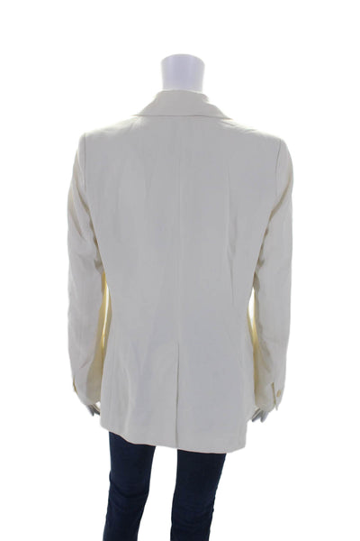 Index Womens V-Neck Notch Collared Button Up Blazer Jacket Cream Size 10