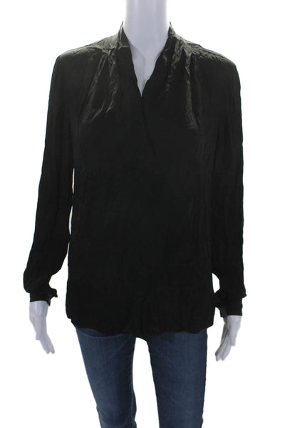 Kobi Halperin Womens V-Neck Long Sleeve Pullover Blouse Top Black Size S