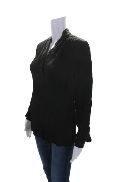 Kobi Halperin Womens V-Neck Long Sleeve Pullover Blouse Top Black Size S