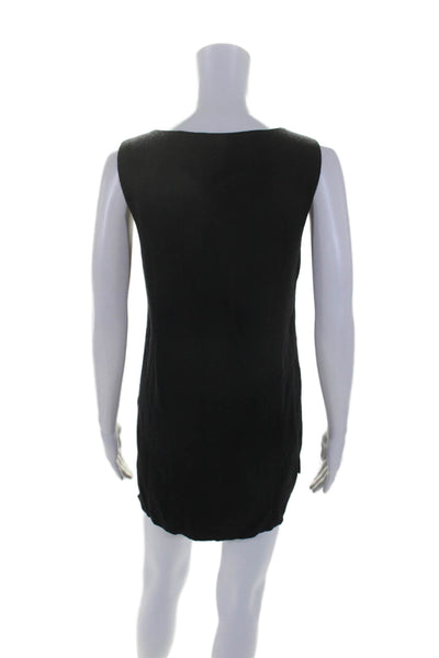 Eileen Fisher Womens Wool Knit Round Neck Sleeveless Mini Dress Black Size M