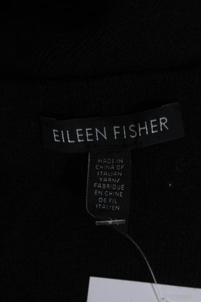 Eileen Fisher Womens Wool Knit Round Neck Sleeveless Mini Dress Black Size M