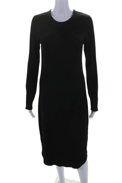 Wilfred Free Womens Long Sleeve Scoop Neck Midi Knit Dress Black Size Medium