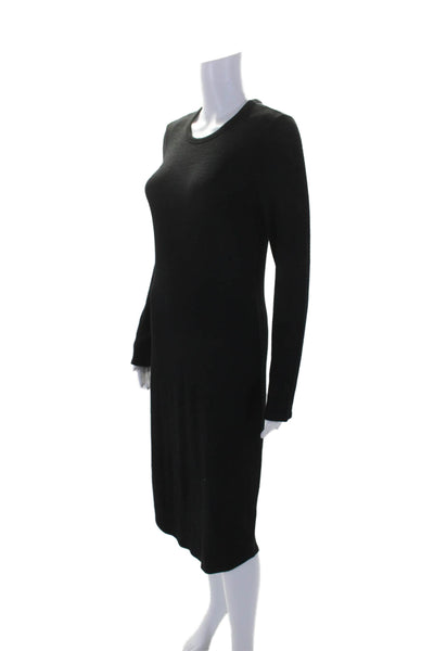 Wilfred Free Womens Long Sleeve Scoop Neck Midi Knit Dress Black Size Medium