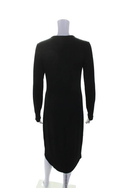 Wilfred Free Womens Long Sleeve Scoop Neck Midi Knit Dress Black Size Medium