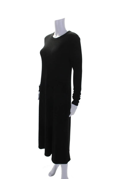 Zara Womens Long Sleeve Round Neck Midi Knit Sweater Dress Black Size Medium