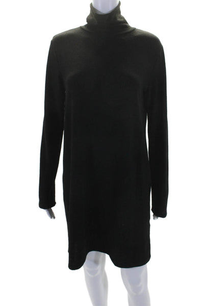 Zara Womens Long Sleeve Turtleneck Knee Length Sweater Dress Black Size Medium