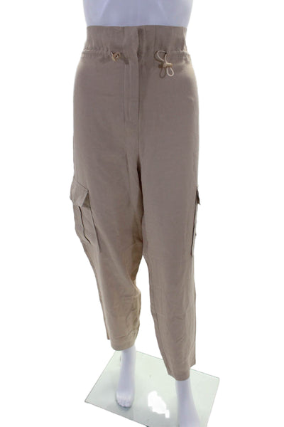 Hours Womens Zipper Fly High Rise Straight Leg Cargo Pants Brown Size XS