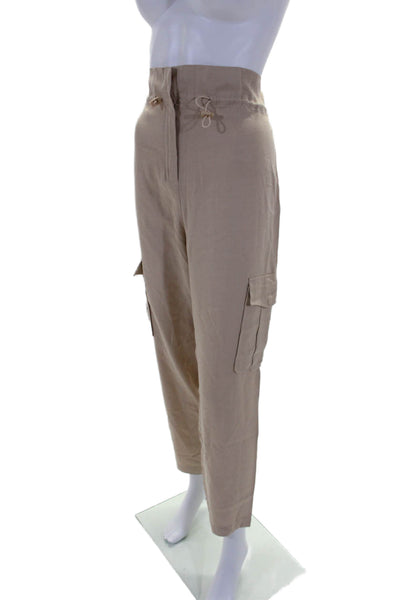 Hours Womens Zipper Fly High Rise Straight Leg Cargo Pants Brown Size XS