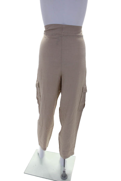 Hours Womens Zipper Fly High Rise Straight Leg Cargo Pants Brown Size XS