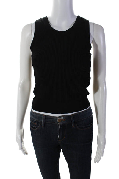 IRO Womens Ribbed Scoop Neck Sleeveless Tank Blouse Black Size L