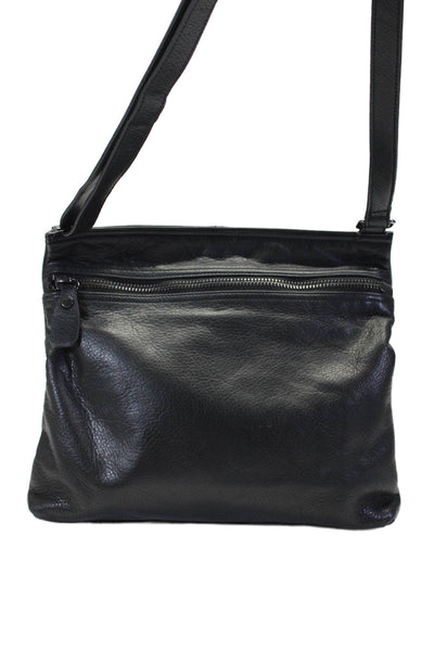 Margot Womens Black Leather Zip Large Crossbody Bag Handbag