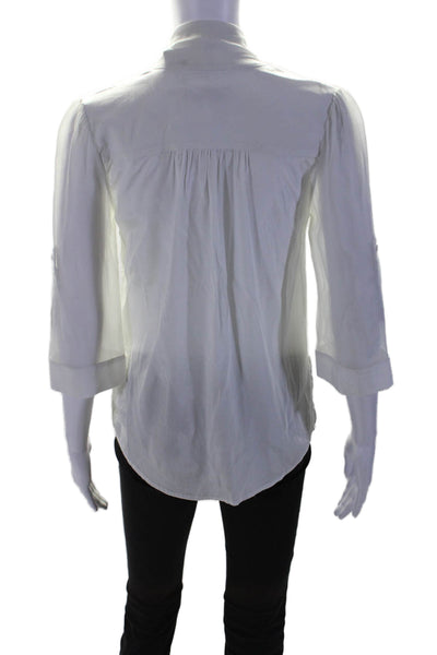 Alice + Olivia Womens Silk Long Sleeve Button Up Blouse Top White Size XS