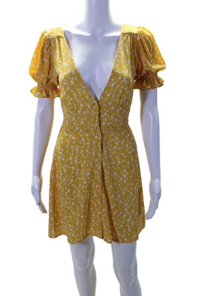 BB Dakota x Steve Madden Womens Button Front Floral Mini Dress Yellow Size 0