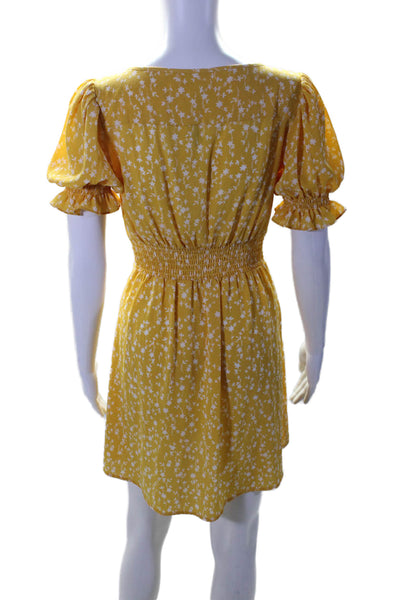 BB Dakota x Steve Madden Womens Button Front Floral Mini Dress Yellow Size 0