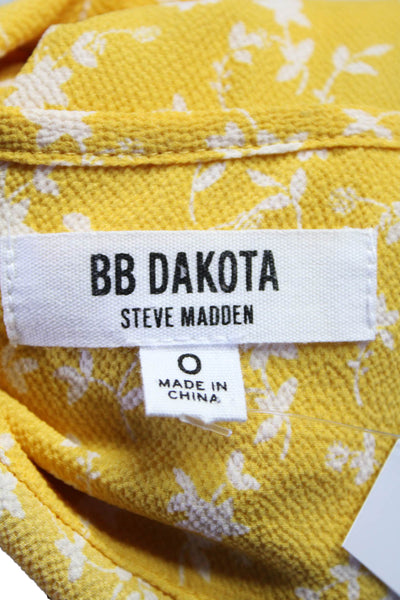 BB Dakota x Steve Madden Womens Button Front Floral Mini Dress Yellow Size 0