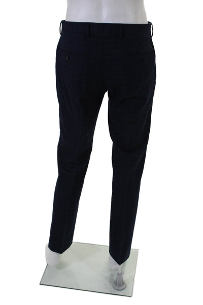 J Crew Mens Striped Print Hook & Eye Flat Front Dress Pants Navy Size EUR 31
