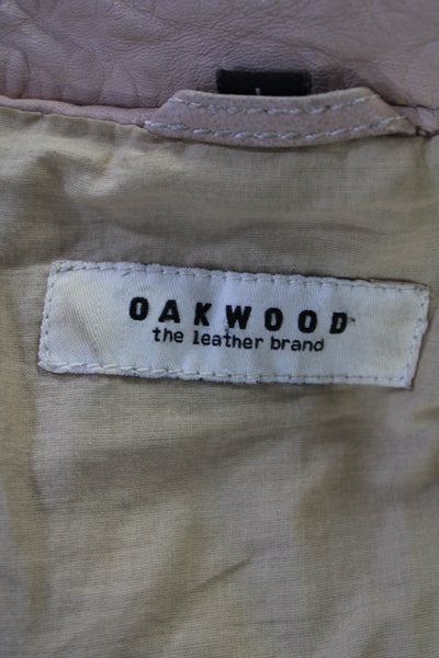 Oakwood Womens Leather Full Zipper Long Sleeves Jacket Light Pink Size Large