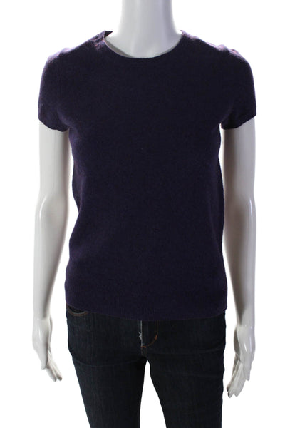 C by Bloomingdales Womens Short Sleeve Knit Top Cashmere Purple Size XS