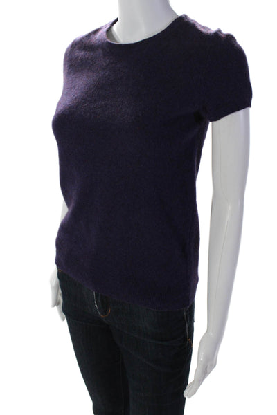 C by Bloomingdales Womens Short Sleeve Knit Top Cashmere Purple Size XS