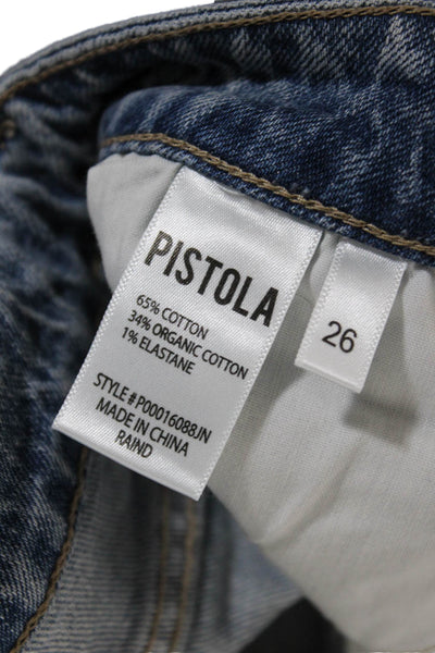 Pistola Womens Straight Leg Light Wash Distressed Jeans Blue Size 26