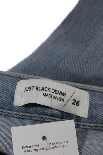 Just Black Denim Womens Straight Leg Five Pocket Light Wash Jeans Blue Size 26