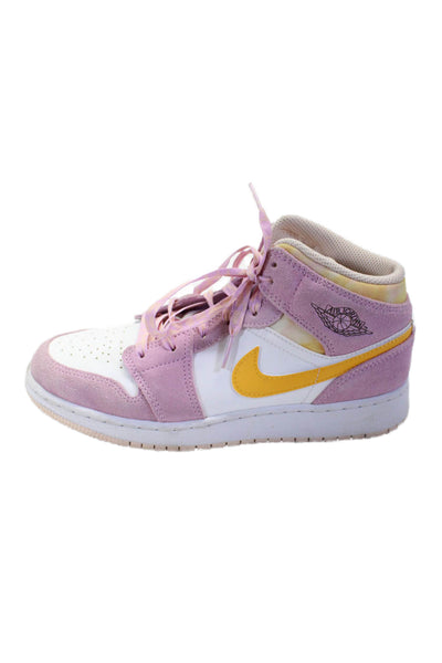 Nike Air Jordan Womens Lace Up High Top Athletic Sneakers Leather Pink Size 5.5