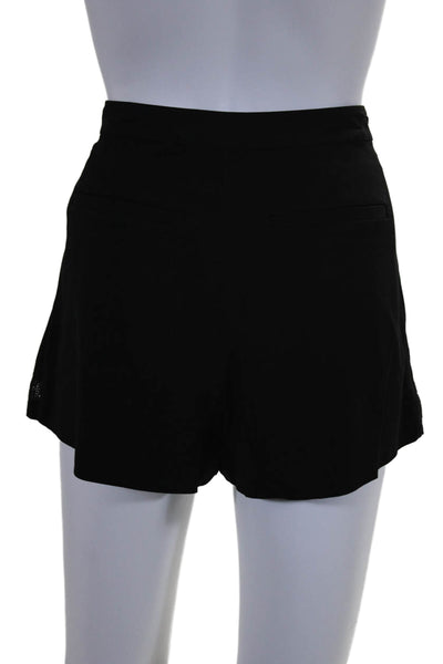 L'Agence Womens Linen Black Cut Out Pleated High Rise Mini Shorts Size 6