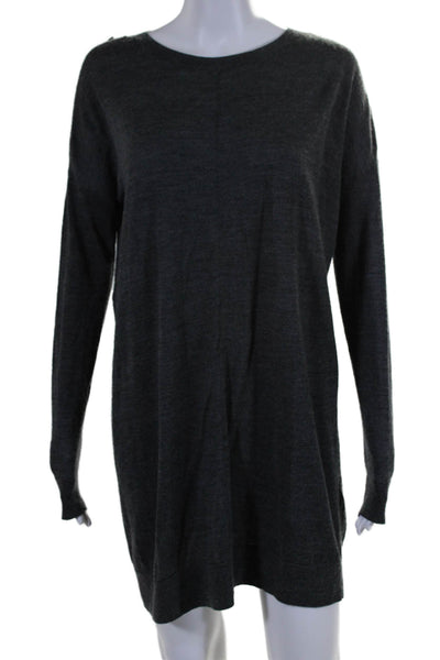 Allsaints Womens Gray Merino Wool Zip Detail Long Sleeve Sweater Dress Size S